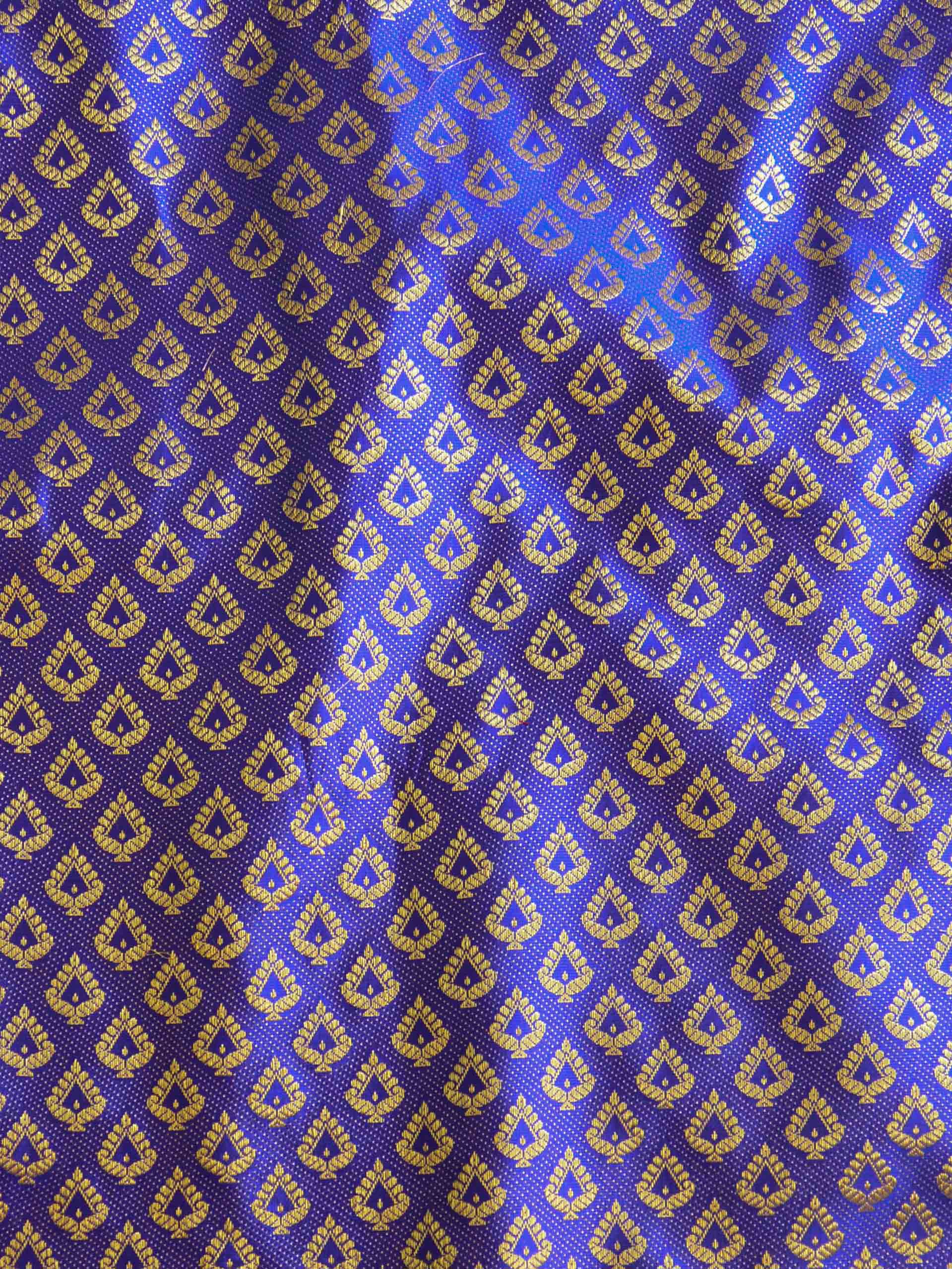 Banarasee Brocade Salwar Kameez Fabric With Art Silk Dupatta-Blue & Magenta