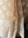 Banarasee Cotton Silk Jamdani Saree With Resham & Zari Design-Beige