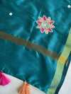 Banarasee Silk Brocade Salwar Kameez Fabric With Hand-Embroidered Dupatta-Hot Pink & Teal
