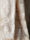 Banarasee Cotton Silk Jamdani Saree With Resham & Zari Design-Beige