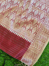 Banarasee Handwoven Cotton Silk With Silver Zari Buta & Border-Maroon