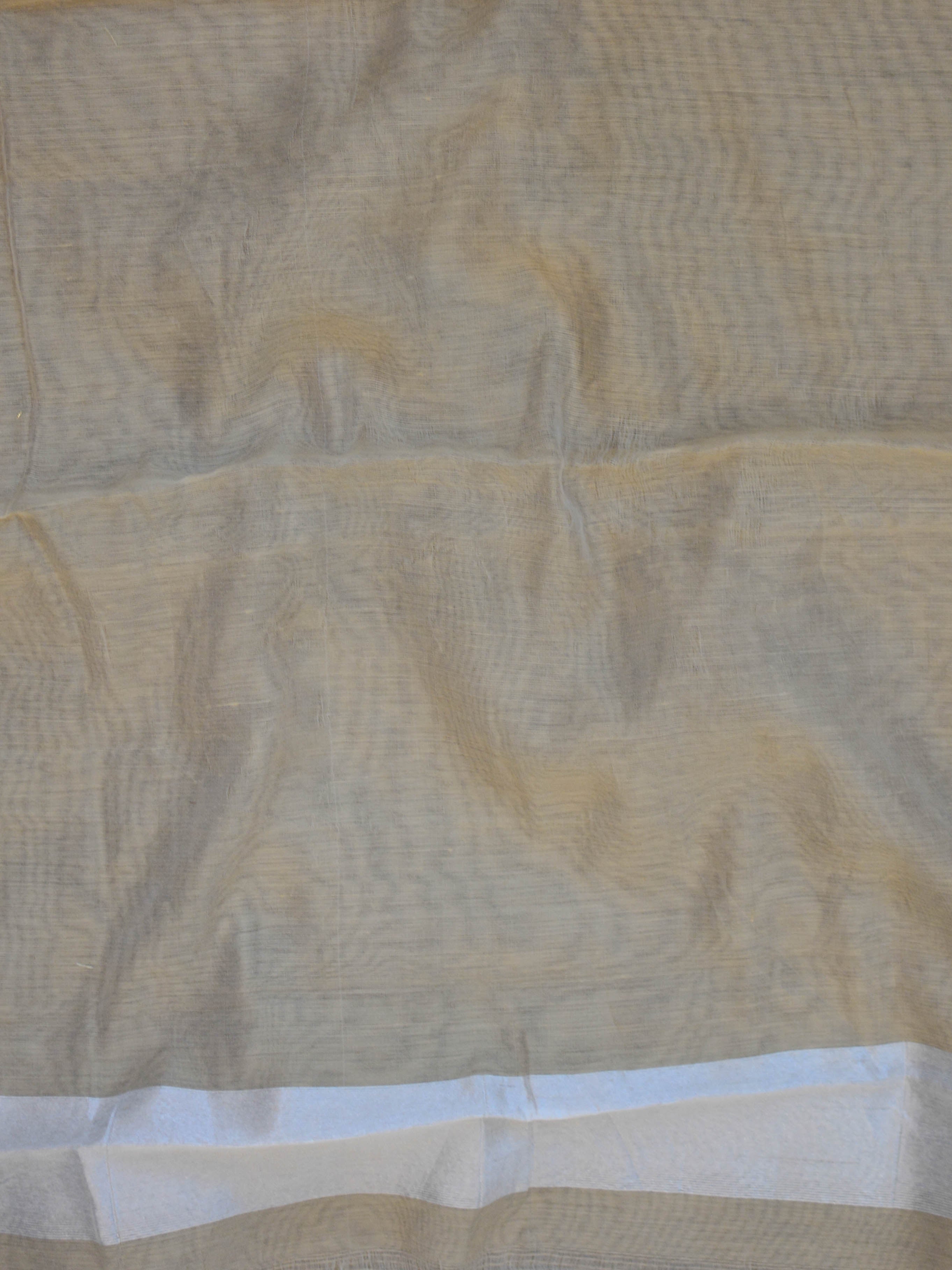 Banarasee Cotton Silk Jamdani Saree With Resham & Zari Design-Beige