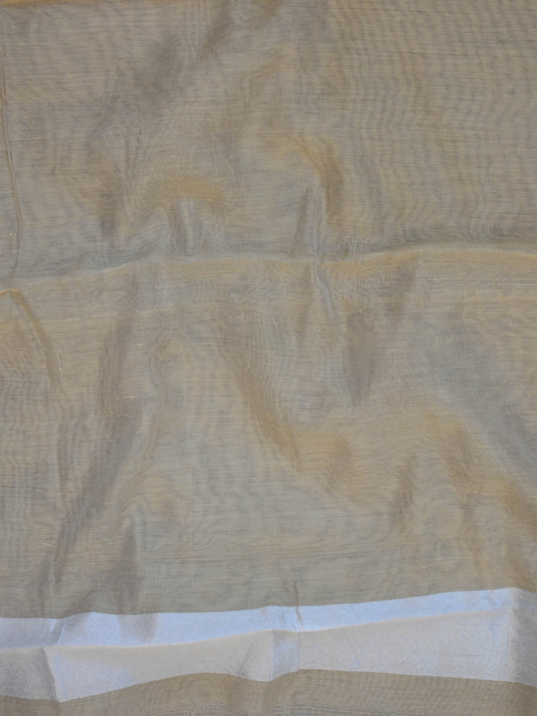 Banarasee Cotton Silk Jamdani Saree With Resham & Zari Design-Beige