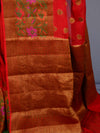 Banarasee Pure Chiffon Sari With Resham & Zari Work-Red