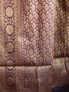 Banarasee Handwoven Semi Silk Saree With Antique Zari Buti Design-Brown