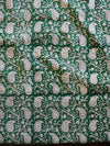 Handloom Mul Cotton Handblock Printed Suit Set-Green & White