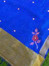 Banarasee Hand-Embroidery Chanderi Cotton Salwar Kameez Fabric With Art Silk Dupatta-Peach & Blue