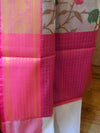 Banarasee Organza Mix Saree With Jaal Design & Floral Border-White
