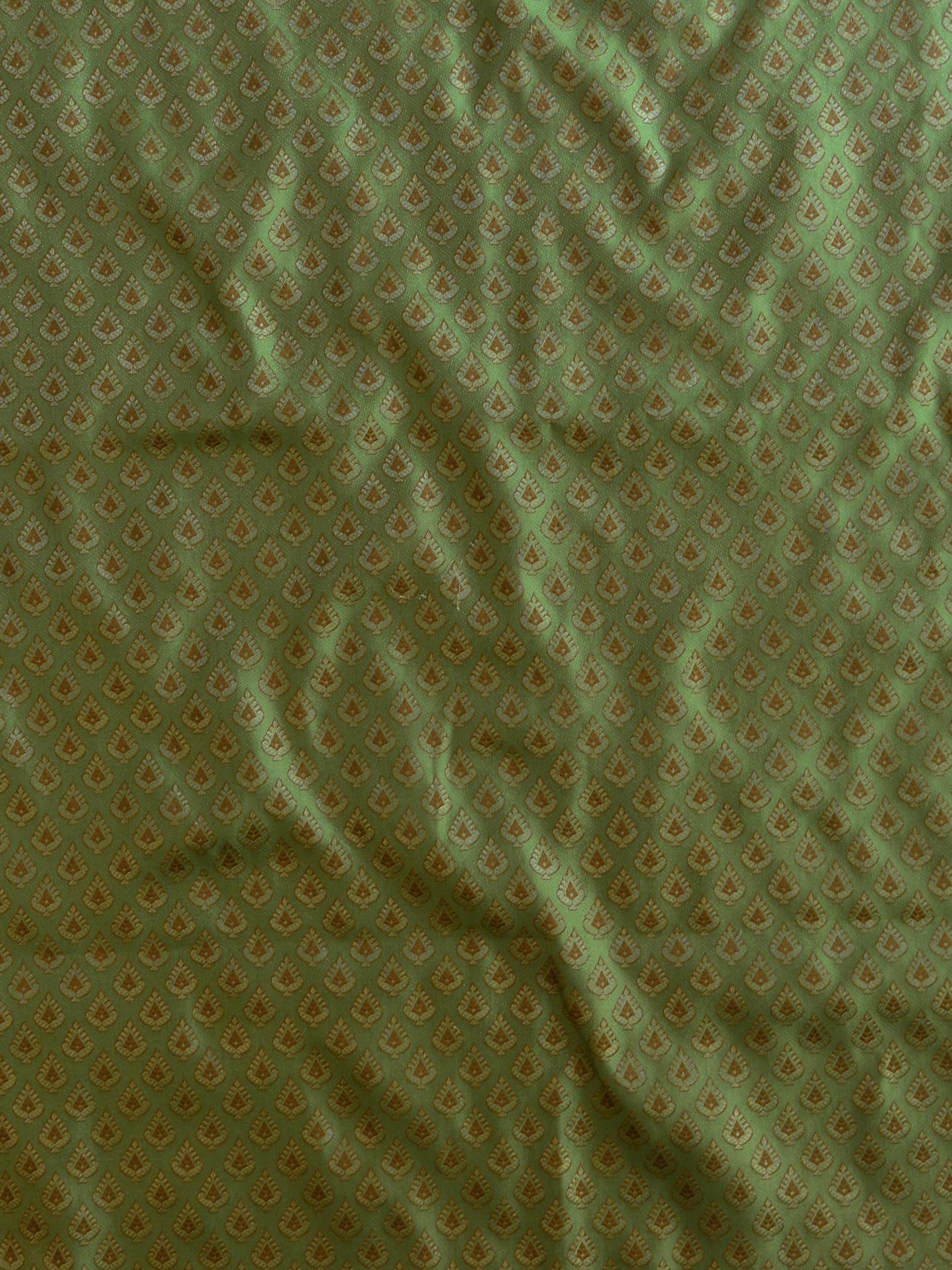 Banarasee Brocade Salwar Kameez Fabric With Art Silk Dupatta-Green & Pink