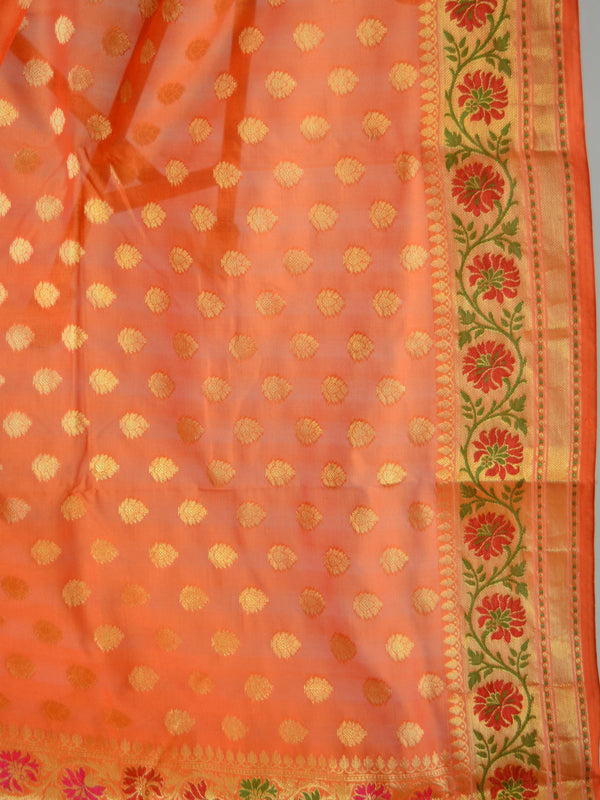 Banarasee Art Silk Saree with Zari Paithani Border-Orange