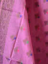 Banarasee Chanderi Cotton Salwar Kameez Fabric With Ghiccha Work-Pink