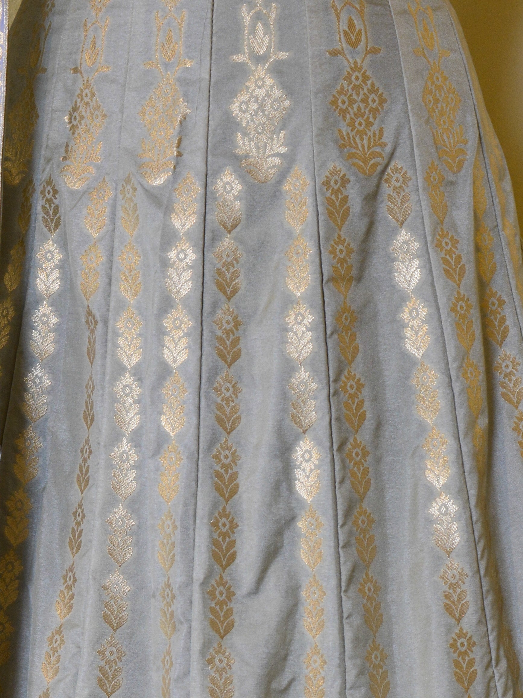 Banarasee Handwoven Silk Cotton Unstitched Lehenga Chiffon Dupatta & Blouse Fabric-Pastel Green