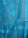 Banarasee Brocade Salwar Kameez Fabric With Organza Dupatta-Blue