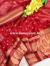 Banarasee Pure Chiffon Saree With Embroidery Work & Paisley Border-Deep Red