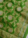 Banarasee Semi Katan Salwar Kameez Dupatta Set With Sona Rupa Zari Work-Deep Blue & Green