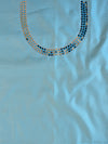 Banarasee Hand-Embroidery Chanderi Cotton Salwar Kameez Fabric With Art Silk Dupatta-Blue & Pink