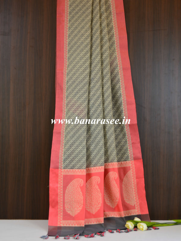 Banarasee Cotton Silk Saree With Tanchoi Resham Weaving-Grey