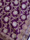 Banarasee Semi Katan Salwar Kameez Dupatta Set With Sona Rupa Zari Work-Yellow & Violet