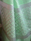 Banarasee Organza Mix Saree With Silver Leaf Buta & Border-Light Green