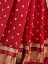 Banarasee Pure Chiffon Saree With Embroidery Work & Paisley Border-Deep Red