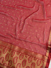 Banarasee Pure Chiffon Saree With Embroidery Work & Paisley Border-Deep Red