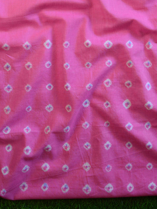 Pure Handloom Mul Cotton Shibori Dyed Suit Set-Pink & Grey