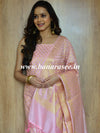 Banarasee Salwar Kameez Cotton Silk Gold Zari Buti Woven Fabric-Baby Pink