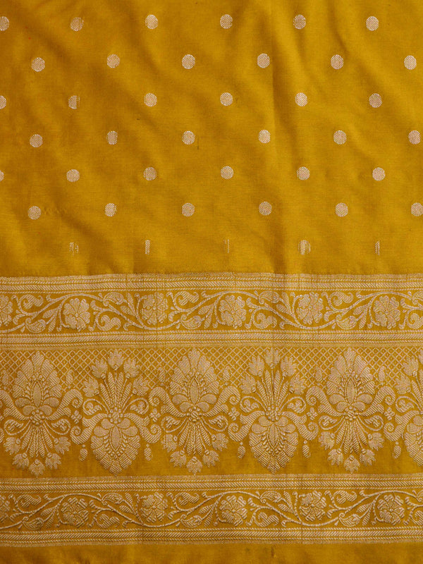 Banarasee Semi Katan Salwar Kameez Dupatta Set With Sona Rupa Zari Work-Yellow & Violet