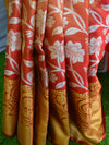 Banarasee Handwoven Tissue Heavy Jaal Work Saree-Red