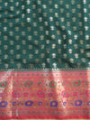 Banarasee Cotton Silk Salwar Kameez Fabric Paithani Border Design With Georgette Dupatta-Green & Pink