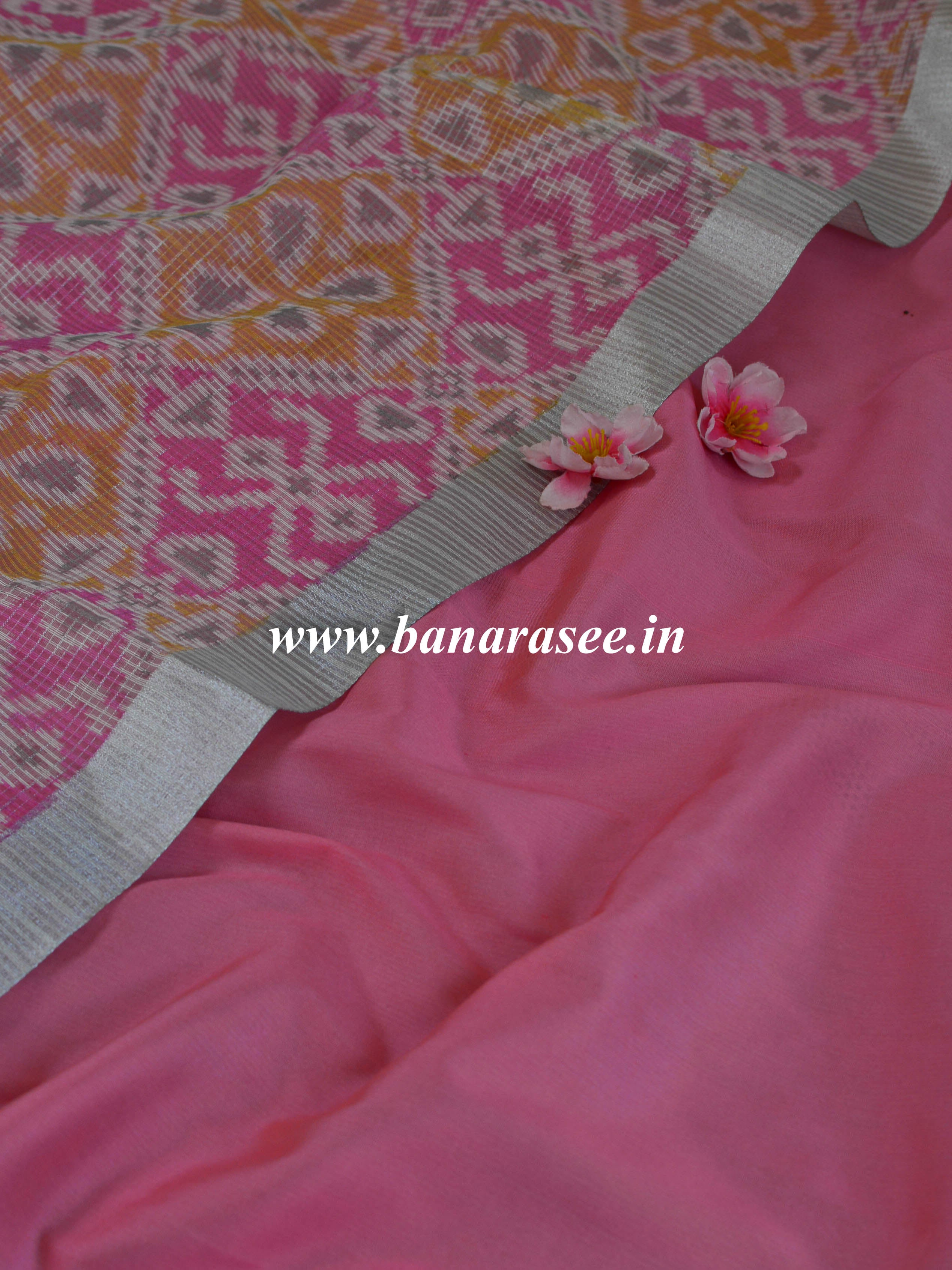 Banarasee Salwar Kameez Glossy Semi Silk Fabric With Ikkat Print Dupatta-Pink