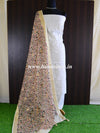 Banarasee Embroidered Linen Salwar Kameez With Dupatta-White