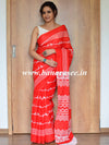 Handloom Mul Cotton Block Print Saree-Red