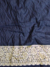 Banarasee Handwoven Semi-Chiffon Saree With Bel Design & Broad Floral Border-Black