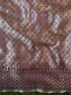 Banarasee Handwoven Cotton Silk With Silver Zari Buta & Border-Wine