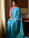 Bhagalpur Handloom Art Silk Embroidery Work Saree-Blue