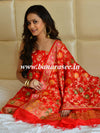 Banarasee Salwar Kameez Glossy Semi Silk Zari & Meena Jaal Work Fabric-Red