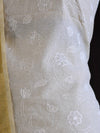 Banarasee Embroidered Linen Salwar Kameez With Dupatta-White