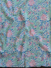 Pure Handloom Mul Cotton Bagru Block Print Gotapatti Suit Set-Green & White