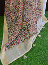 Banarasee Embroidered Linen Salwar Kameez With Dupatta-White