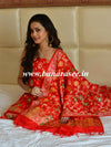 Banarasee Salwar Kameez Glossy Semi Silk Zari & Meena Jaal Work Fabric-Red