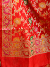 Banarasee Salwar Kameez Glossy Semi Silk Zari & Meena Jaal Work Fabric-Red