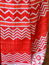 Handloom Mul Cotton Block Print Saree-Red