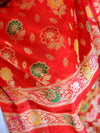 Banarasee Salwar Kameez Glossy Semi Silk Zari & Meena Jaal Work Fabric-Red