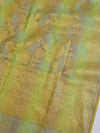 Banarasee Chanderi Cotton Stripes Salwar Kameez Fabric With Dupatta-Green