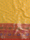 Banarasee Cotton Silk Salwar Kameez Fabric Paithani Border Design With Georgette Dupatta -Red & Yellow