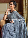 Handloom Mul Cotton Block Print Saree-Black