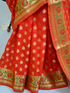 Banarasee Art Silk Saree with Zari Paithani Border-Red