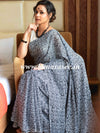 Handloom Mul Cotton Block Print Saree-Black