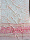 Pure Handloom Mul Cotton Bagru Block Print Gotapatti Suit Set-Pink & White